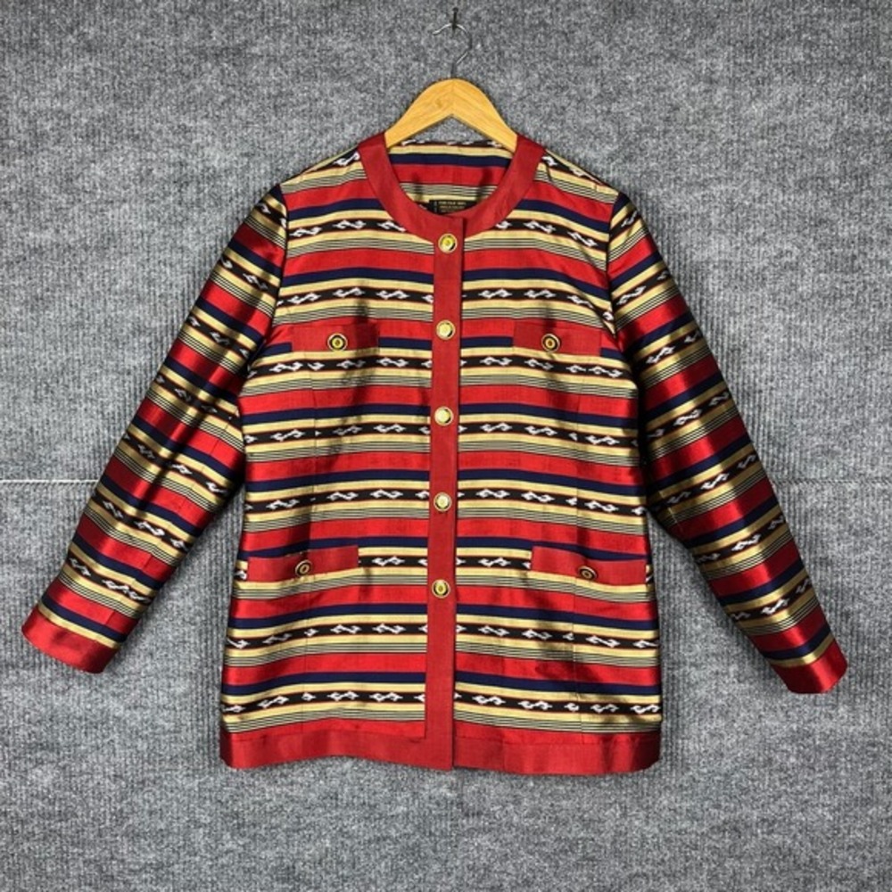 Vtg Caterina Lucchi Jacket Womens L Silk Italian‎ Designer Old Money Statement